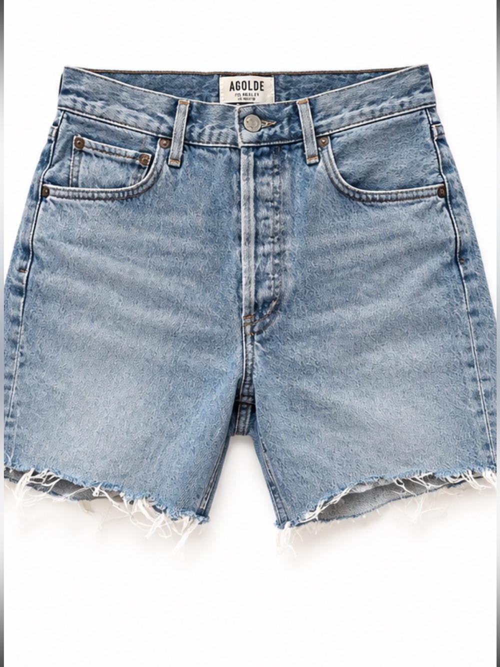 AGOLDE Rumi long shorts in Renewal wash